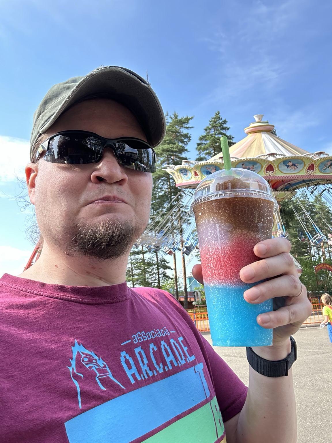 Selfie of me with a cup of slushie.
